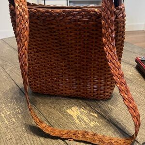 Preloved vintage Ellepi made in Italy leather Brown Woven Shoulder Bag